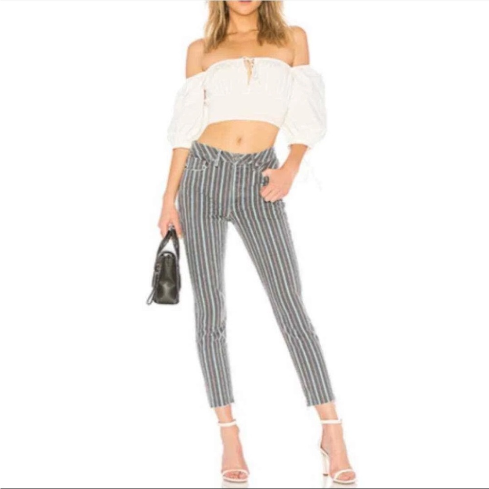 GRLFRND Karolina Striped High Waist Skinny Jeans